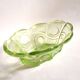 Art Deco oval bowl in green glass – geometric moulded decoration 1920-1930