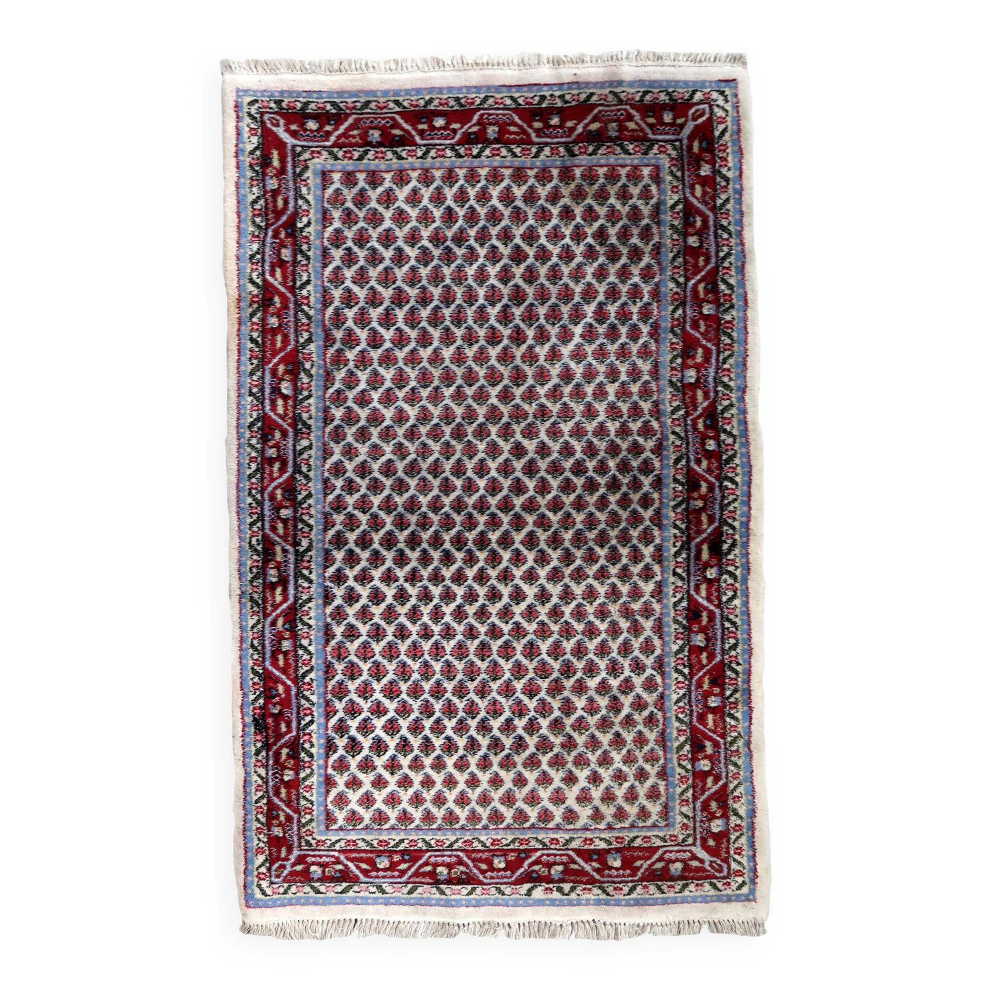 Tapis vintage indien Seraband fait main en laine – 94 x 162 cm – 1970s