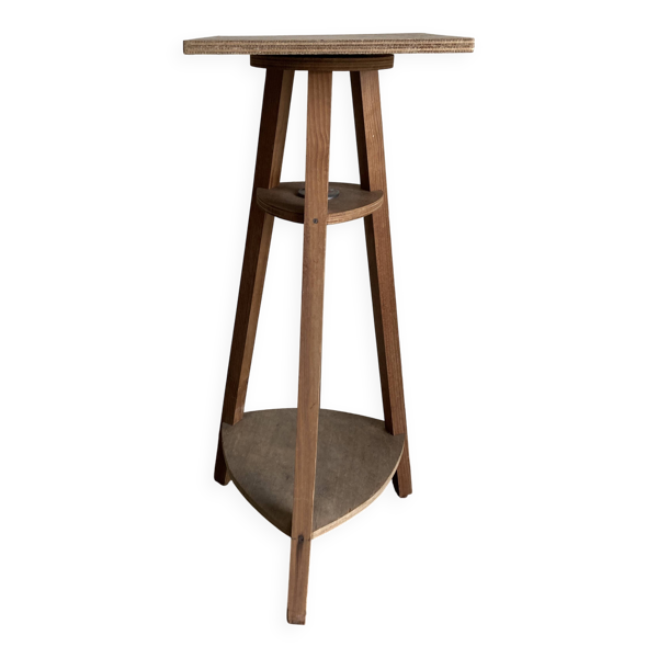Sellette de sculpteur à plateau tournant en plywood 1960
