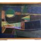 Abstract oil on canvas signed Echegut, XXth