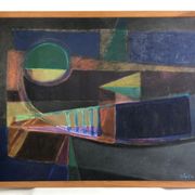 Huile sur toile abstraite signée Echegut, XXème