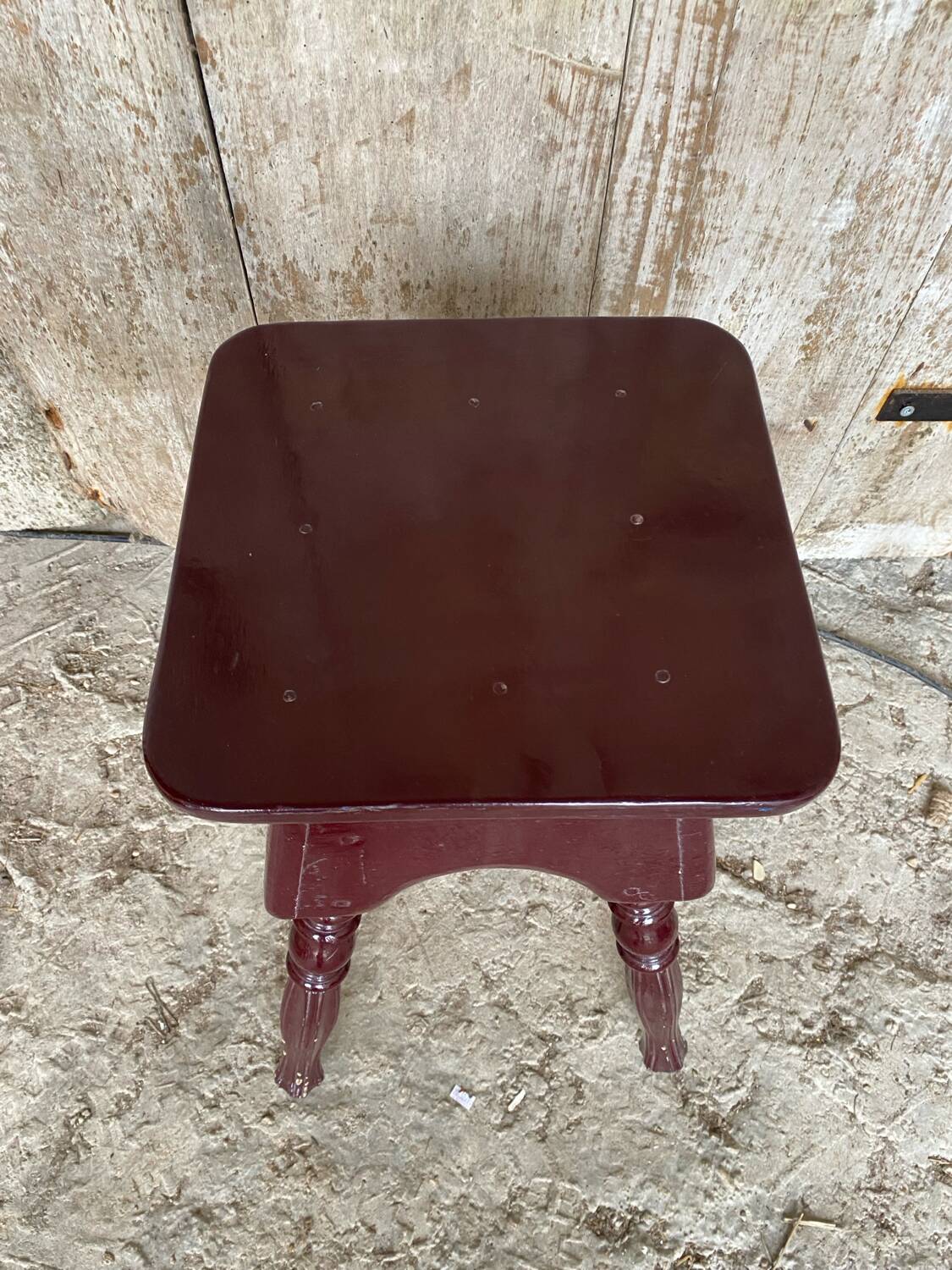 Vintage Bordeaux Turned Legs Wooden Stool #D546