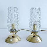 Pair Vintage Bubble Glass Lamps