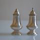 Salt and pepper shaker set, silver-plated metal, Mappin & Webb's Prince's Plate.