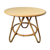 Coffee table tripod vintage rattan