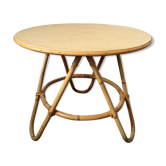 Coffee table tripod vintage rattan