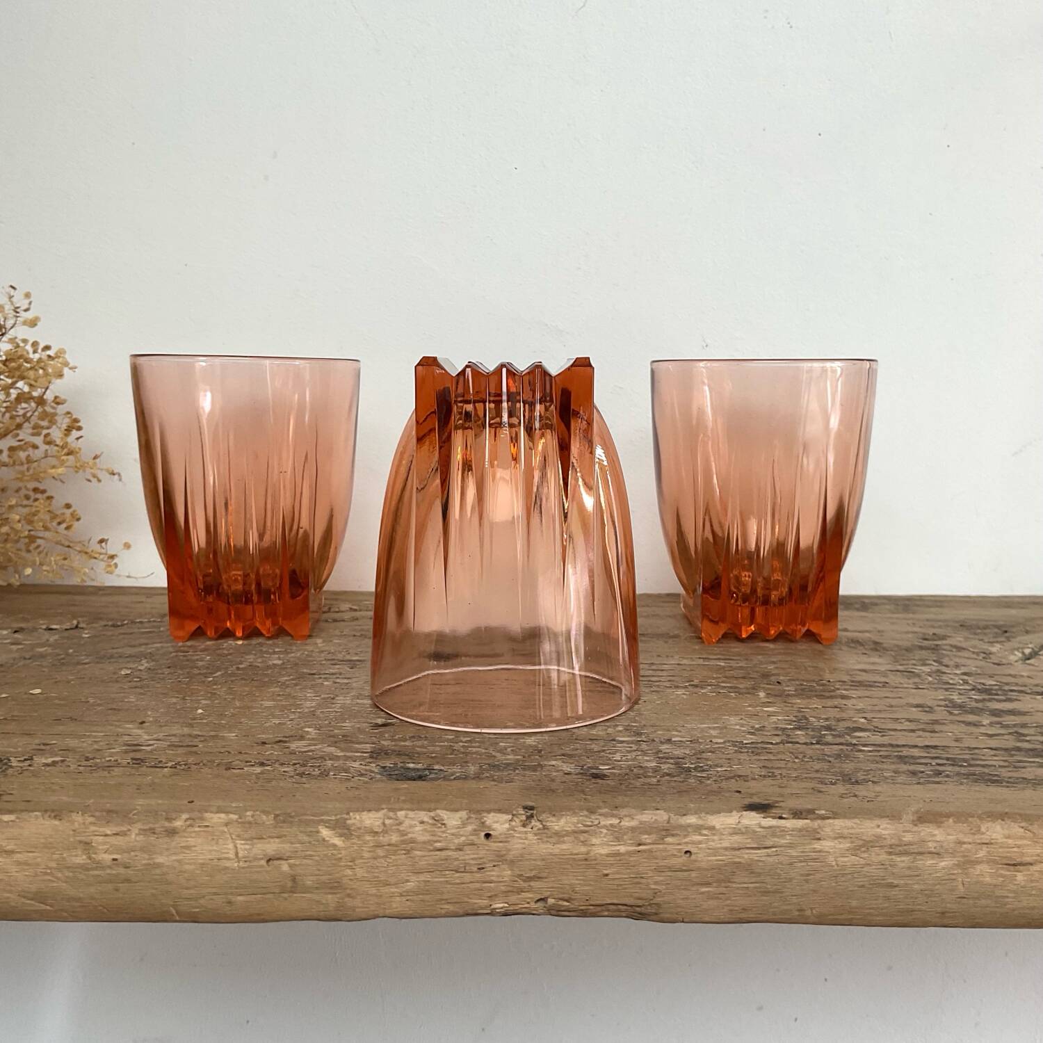 6 vintage “art deco” Rosaline glasses