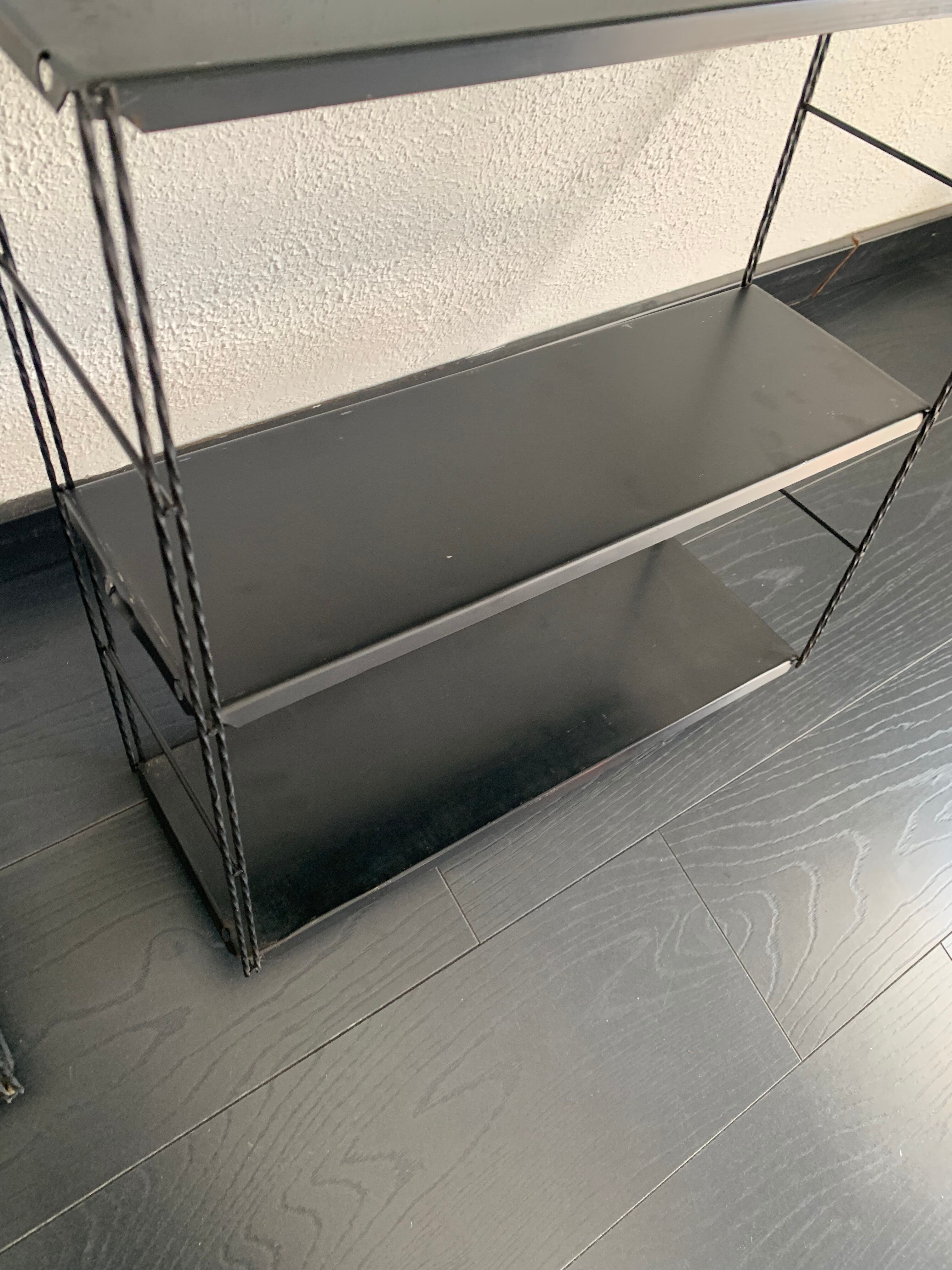 Pair shelves vintage 1960 black string - 49 x 58 cm