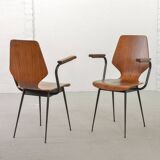 2 Carlo Ratti Style Minimalistic Plywood Side Chairs for Legni Curvati 50s