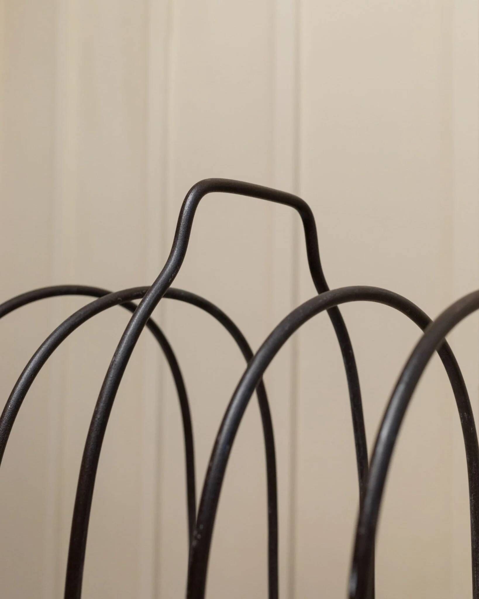 Black Metal Magazine Rack - Italian 1970s Vintage, Handmade, Four-Compartment Organizer