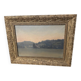 Oil on canvas landscape view of the Gironde