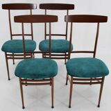 1960s Set Of Four Mahogany Dining Chairs, Italy