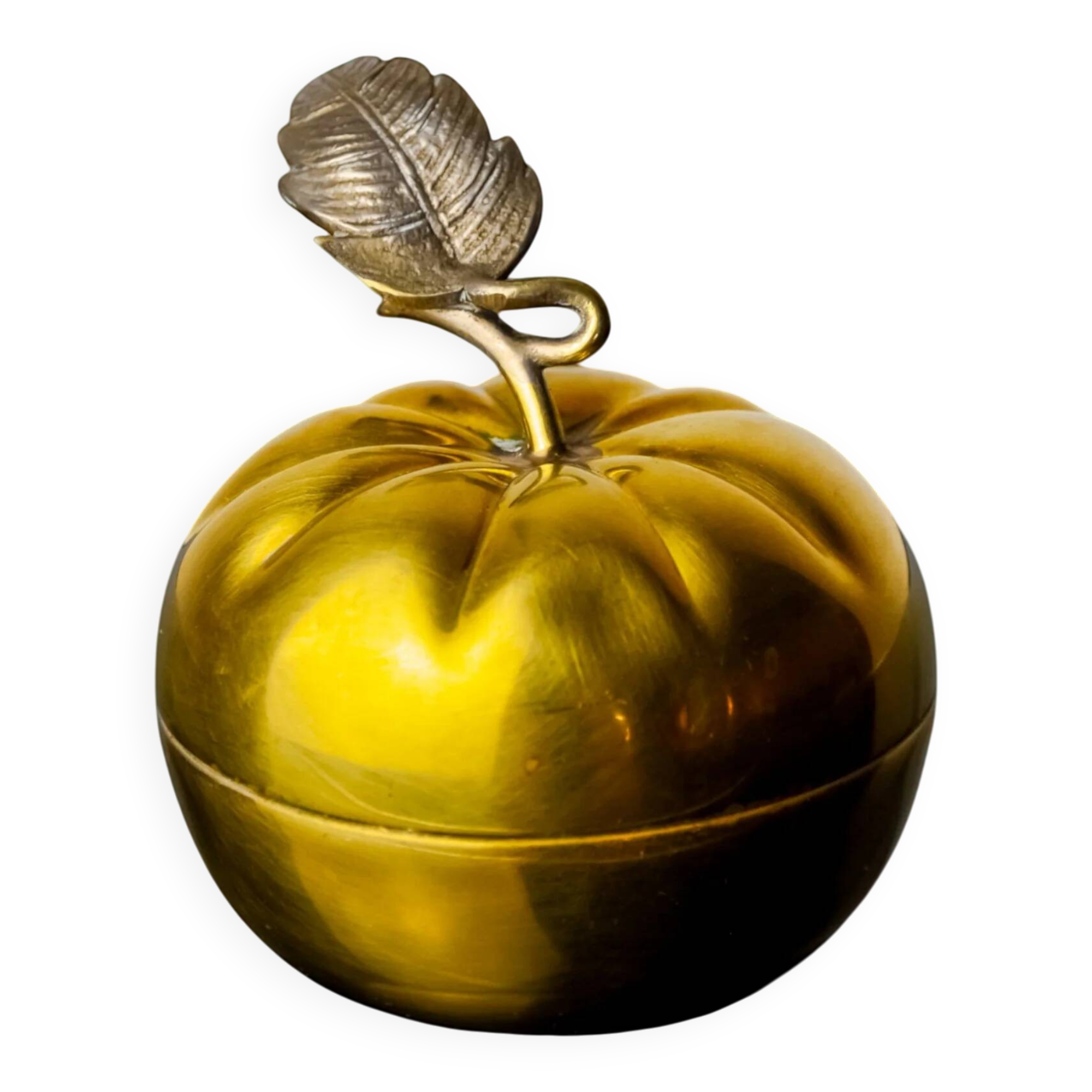 Apple lidded vanity box in brass, Italy, 1970s