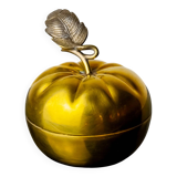 Apple lidded vanity box in brass, Italy, 1970s
