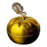 Boîte de vanité en laiton en forme de pomme, Italie, années 1970