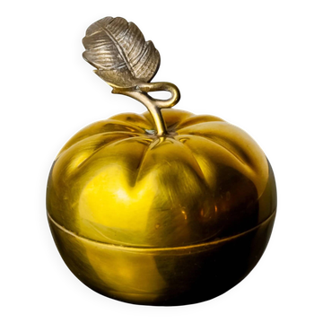 Apple lidded vanity box in brass, Italy, 1970s