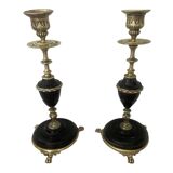 Pair of marble and brass candlesticks circa 1860