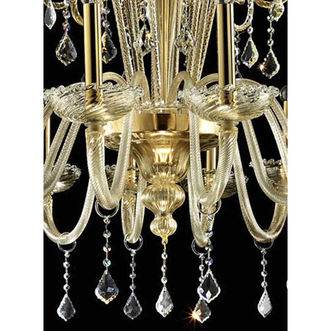 Imperial Gold "Curls" Murano Glass Venetian Chandelier