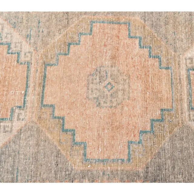 Vintage orange Turkish hand-knotted runner 81x356
