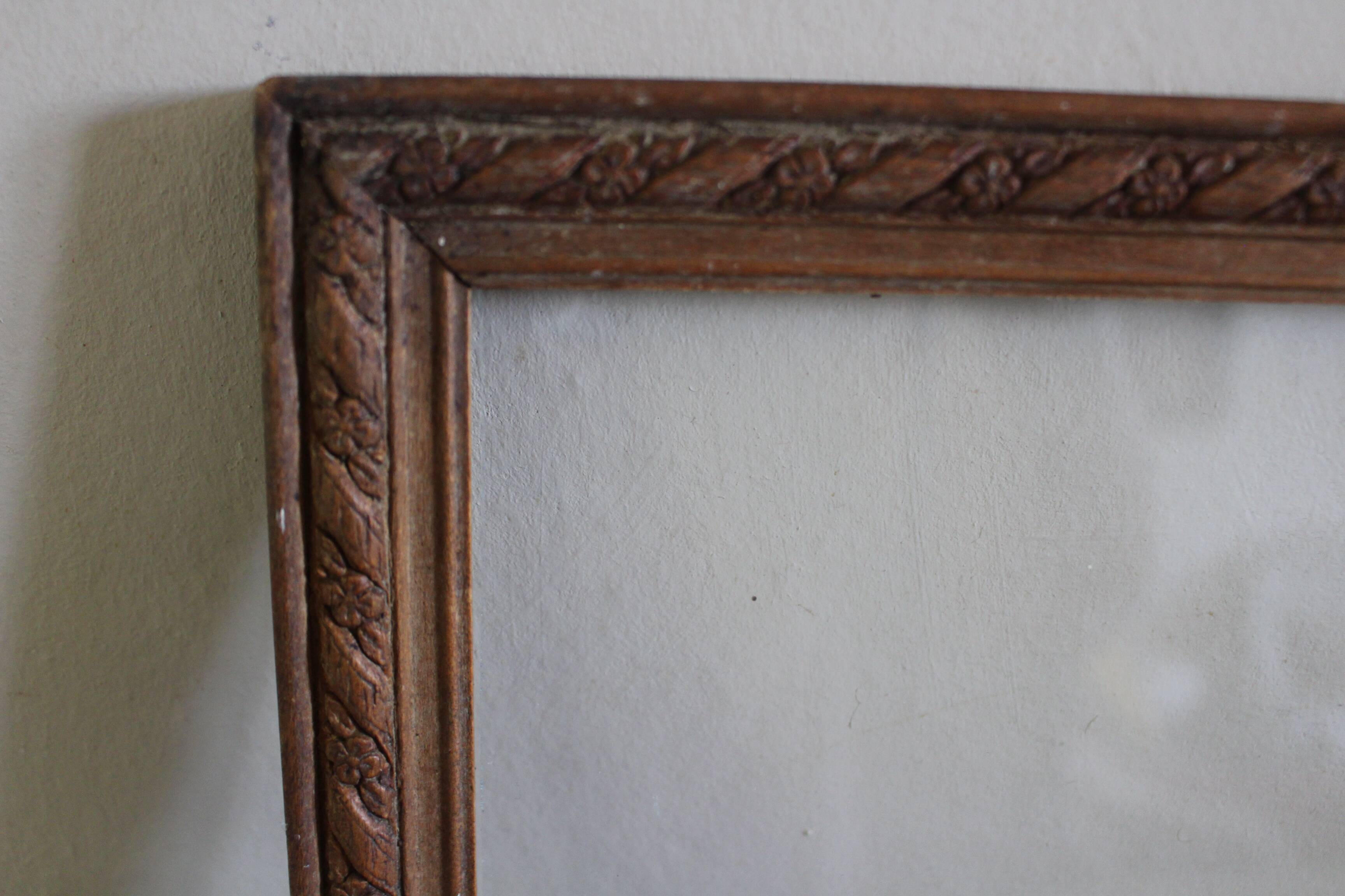 Wood frame old window small flowers framing