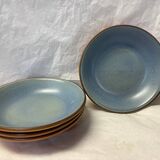 Set of 4 blue stoneware plates