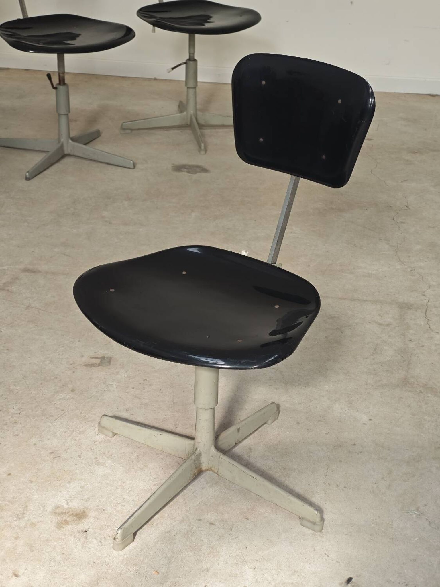 1 adjustable industrial chair metal Czechoslovakia 1960