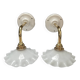 Pair: white opaline wall lights
