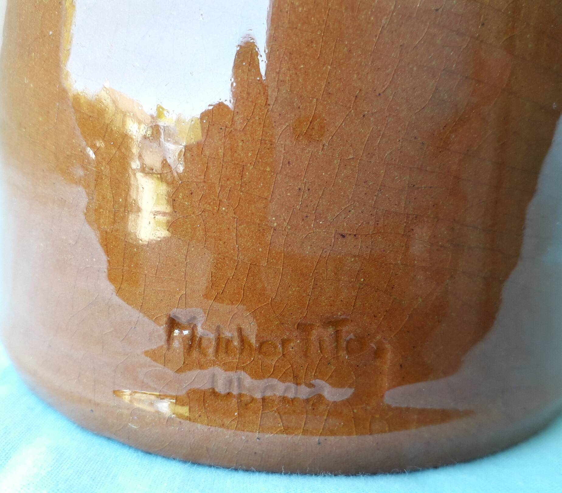 Glazed terracotta jug