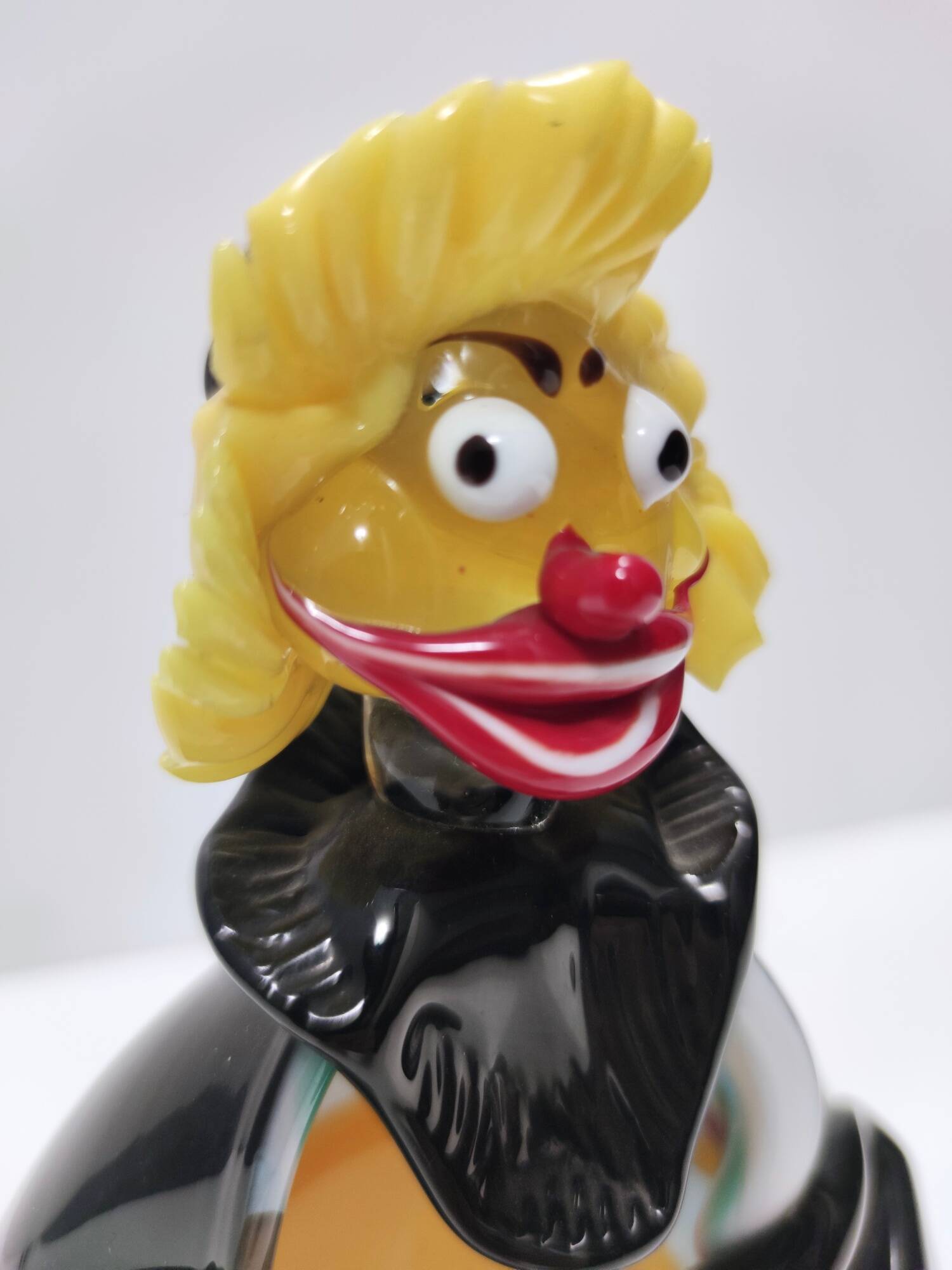 Black and Multicolored Murano Glass Clown Trinket Bowl / Ashtray, Italy