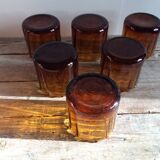 Series of 6 amber glasses