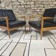 Paire de faureuil Scandinave cuir 1970"