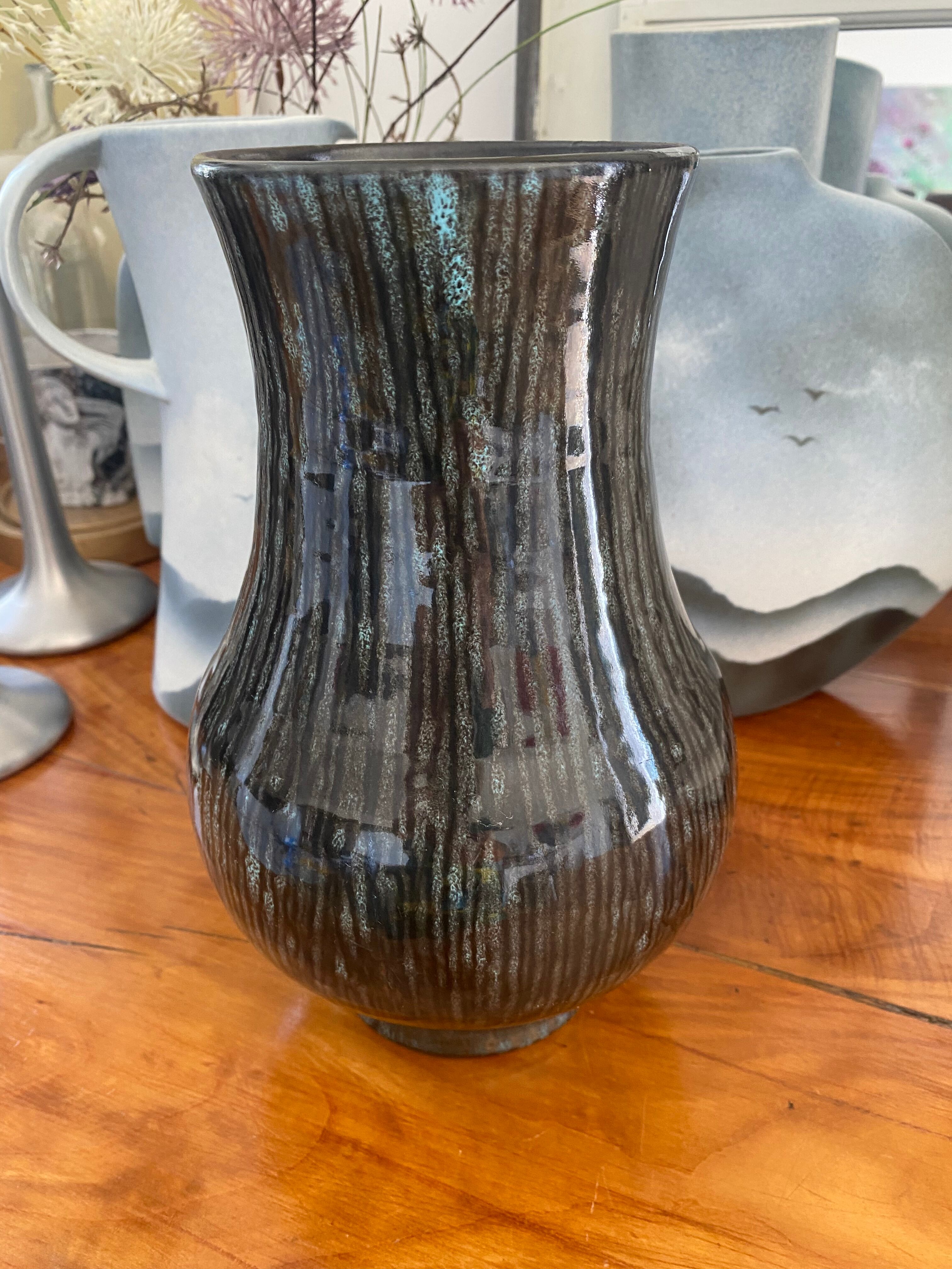 Accolay ceramic vase black gray and blue