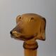 Amber glass bottle representing a dog, Empoli Italy 60s
