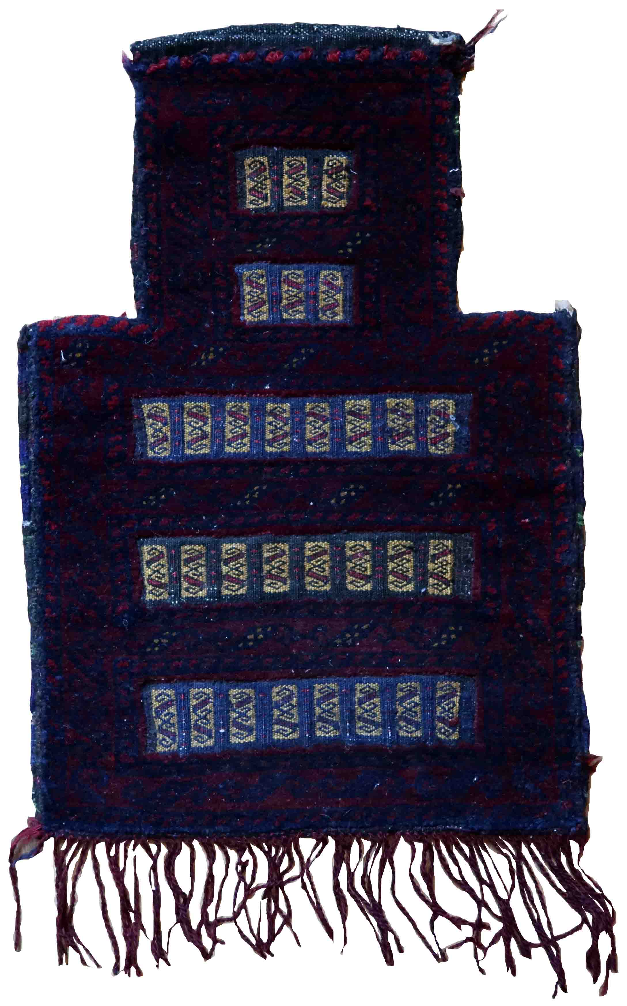 Vintage afghan Baluch handmade carpet, 1970s, 35cm x 50cm