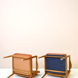 Pair of vintage Danish teak and leather armchairs