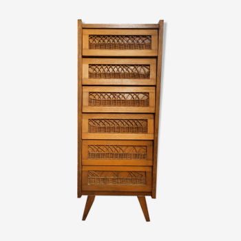 Rattan and wood rag cabinet