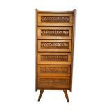 Rattan and wood rag cabinet