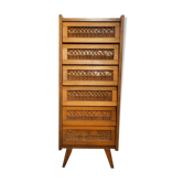 Rattan and wood rag cabinet