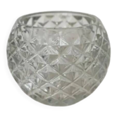 Coupe / Vide poche boule en verre pressé vintage – motif losanges – années 60/70
