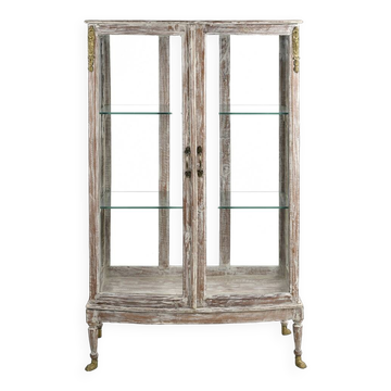 Vitrine de commerce en bois patiné