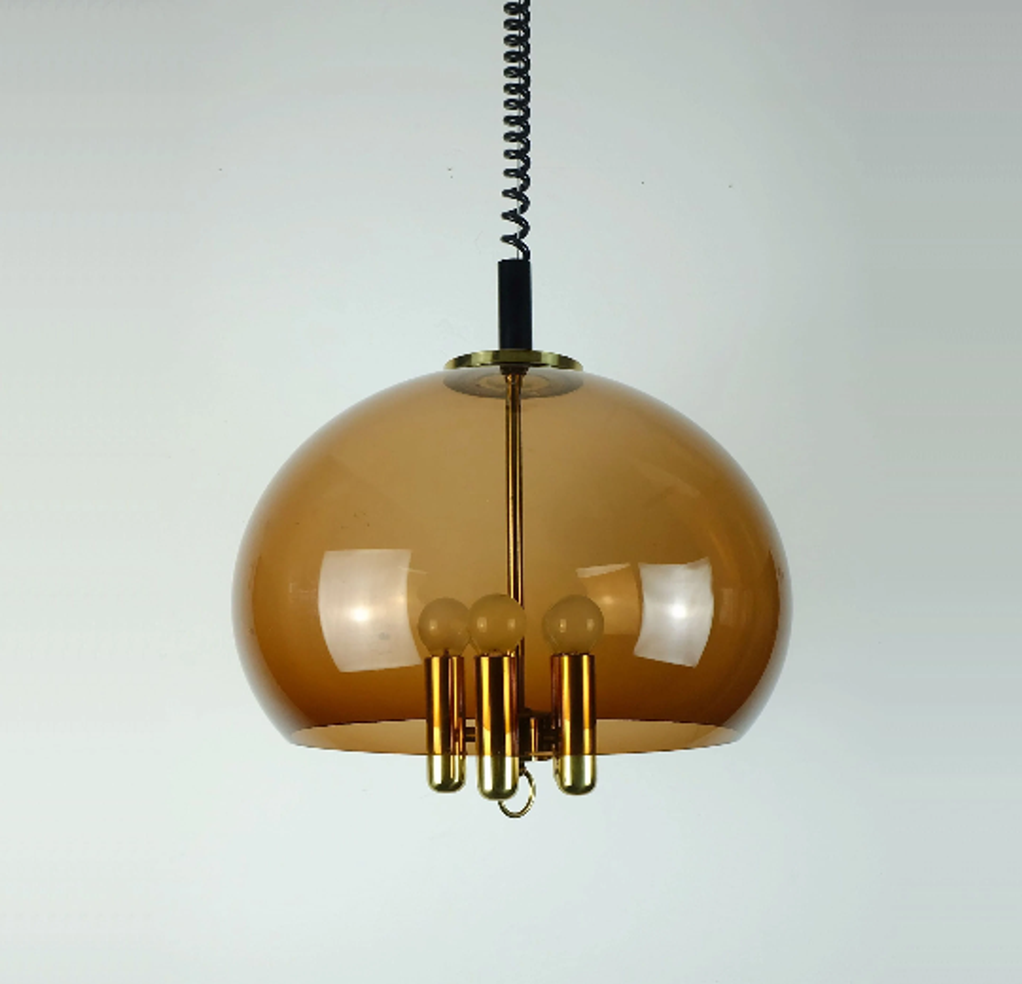 Vintage space age pendant brown acrylic and brass 1970s richard essig pendant lamp
