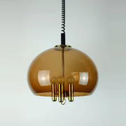 Vintage space age pendant brown acrylic and brass 1970s richard essig pendant lamp