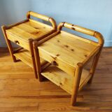 Paire de tables de chevet pin massif 1980