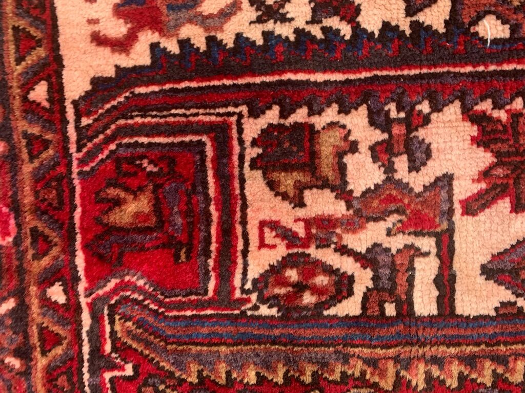 Antique Heriz Rug 335x235 cm Wool Oriental Hand Made Carpet Red, Brown, Blue