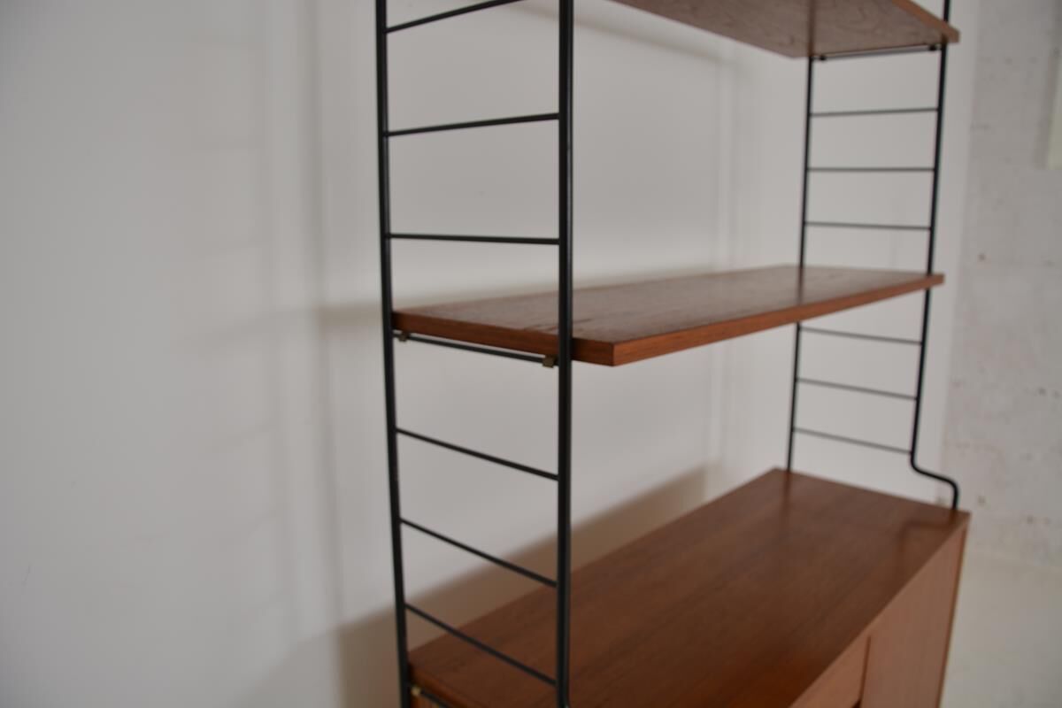 Vintage freestanding teak shelf