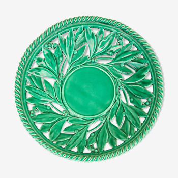 Openwork XL dish in green slurry like olive branches