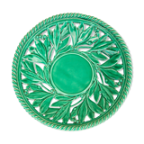 Openwork XL dish in green slurry like olive branches
