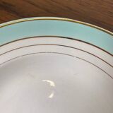 Set of 6 Lunéville soup plates, "Régence" model, water green and 4 lines