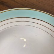Set of 6 Lunéville soup plates, "Régence" model, water green and 4 lines