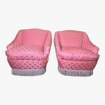 Paire de fauteuils de style Napoléon III rose